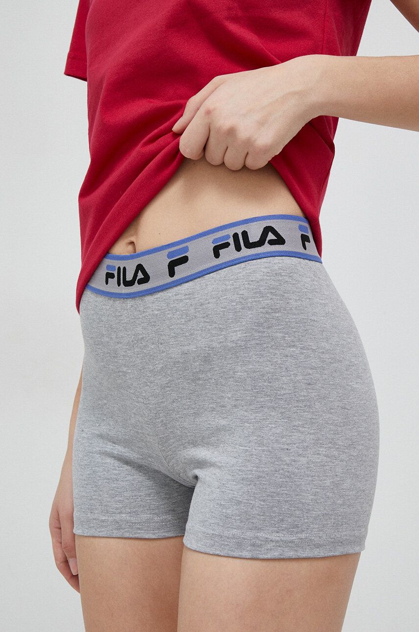 Fila Pantaloni Scurti X Hailey Bieber Femei, Culoarea Gri, Melanj, High Waist