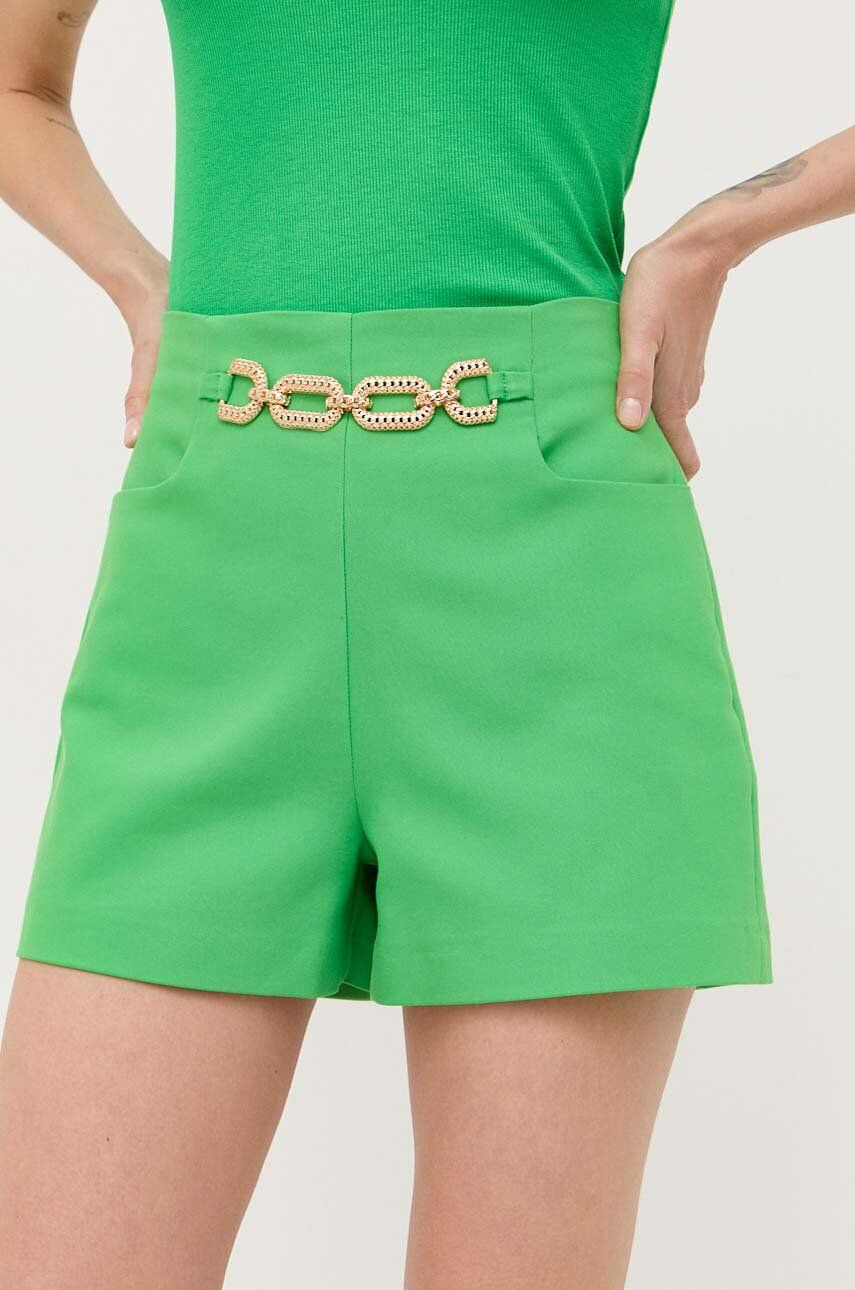 Kraťasy Morgan dámské, zelená barva, s aplikací, high waist