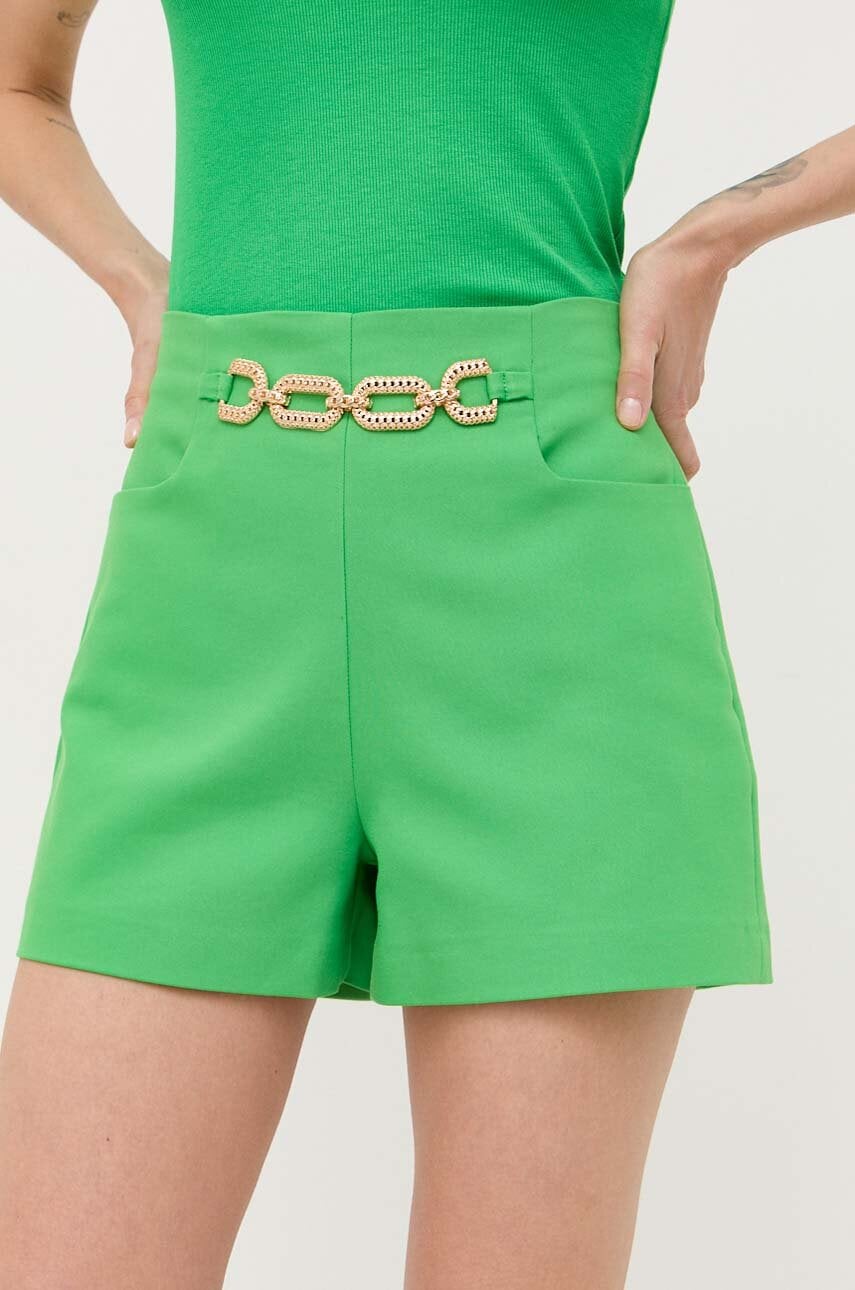 Morgan Pantaloni Scurti Femei, Culoarea Verde, Cu Imprimeu, High Waist