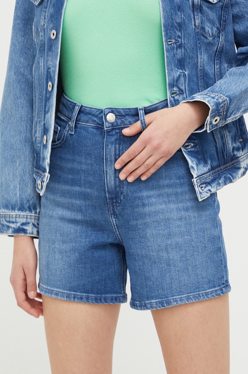 Levně Džínové šortky Tommy Hilfiger dámské, hladké, high waist