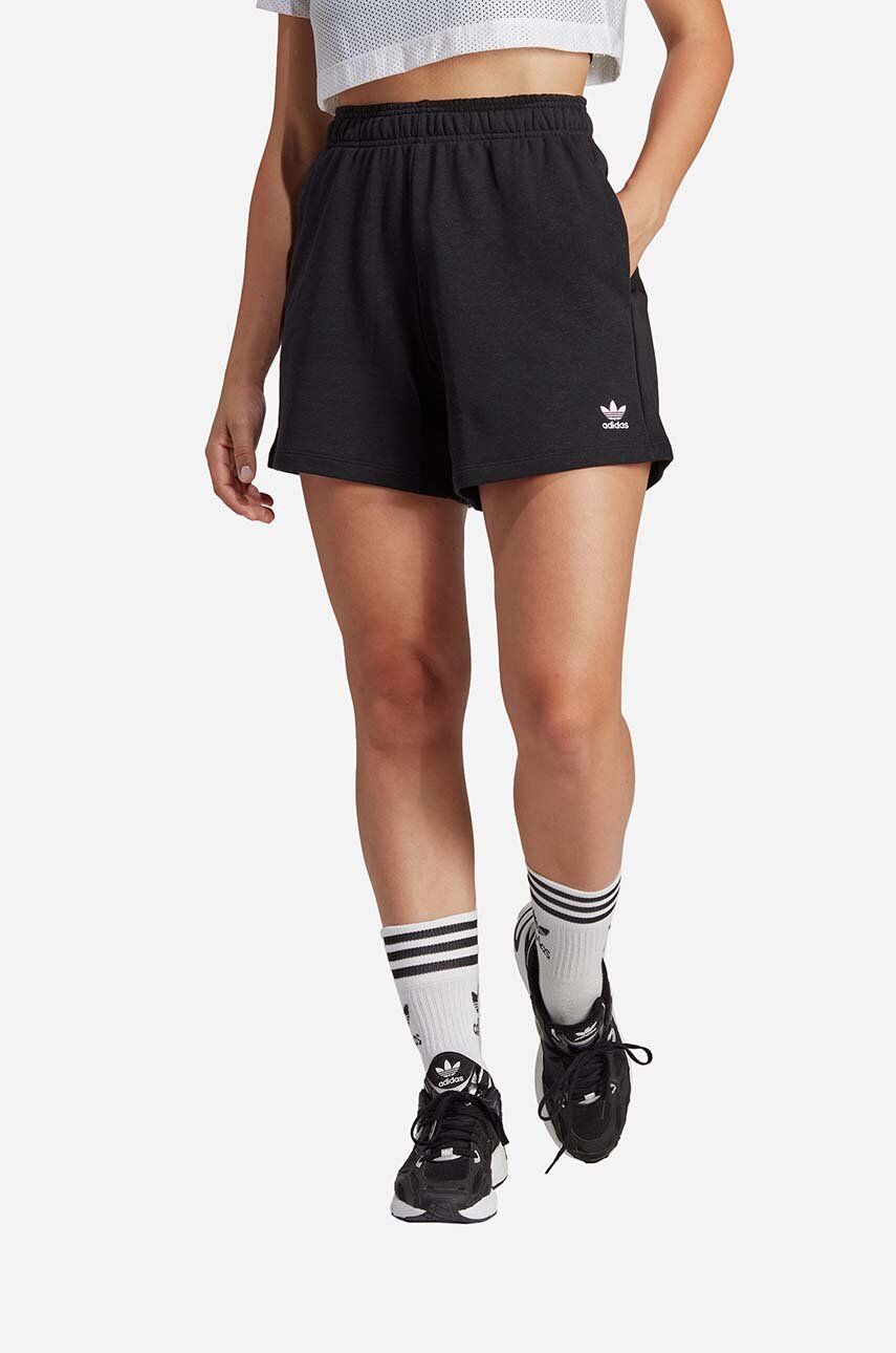 adidas Originals pantaloni scurți femei, culoarea negru, uni, high waist IC1506-black