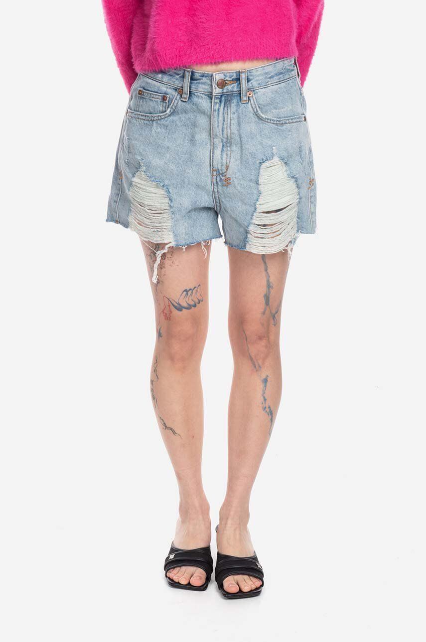 KSUBI pantaloni scurți jeans femei, cu imprimeu, high waist 5000004525-blue
