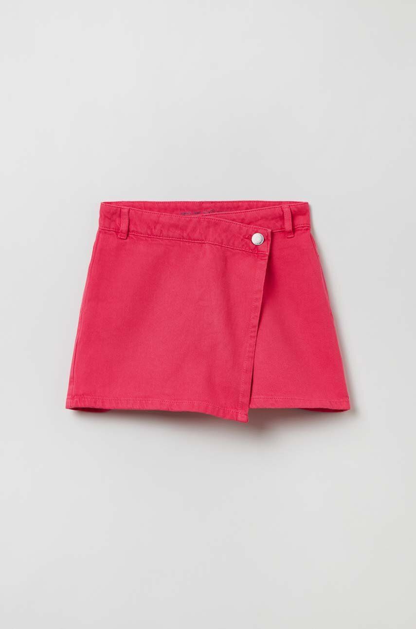 Dětské bavlněné šortky OVS růžová barva, hladké - růžová -  100 % Bavlna