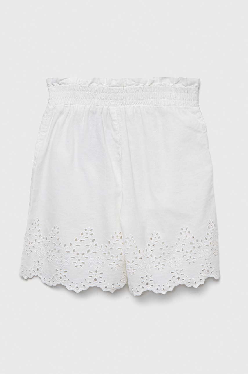 Dětské plátěné šortky Guess bílá barva - bílá -  Materiál č. 1: 55 % Len