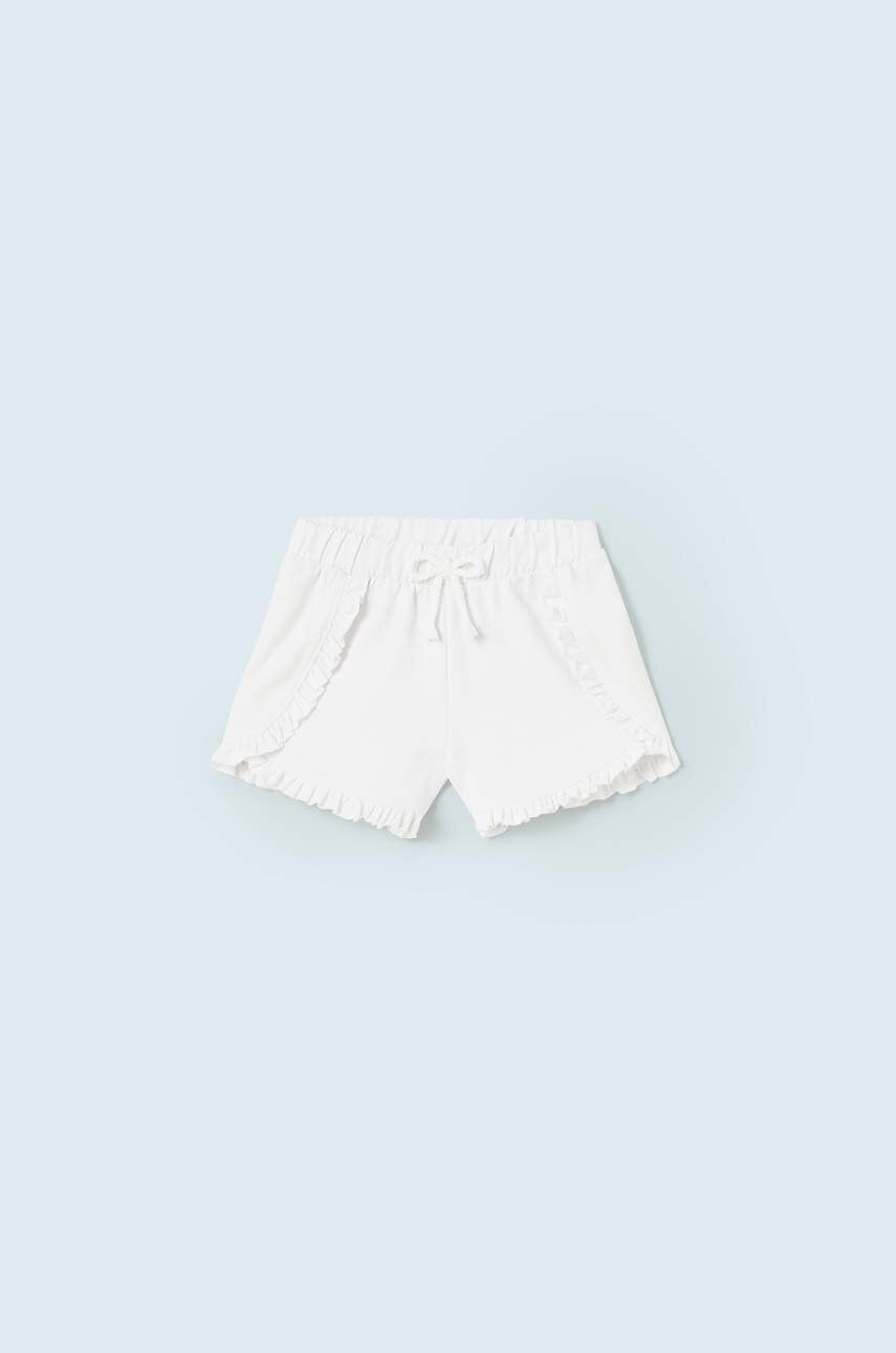 Kojenecké šortky Mayoral bílá barva, hladké - bílá -  100 % Bavlna