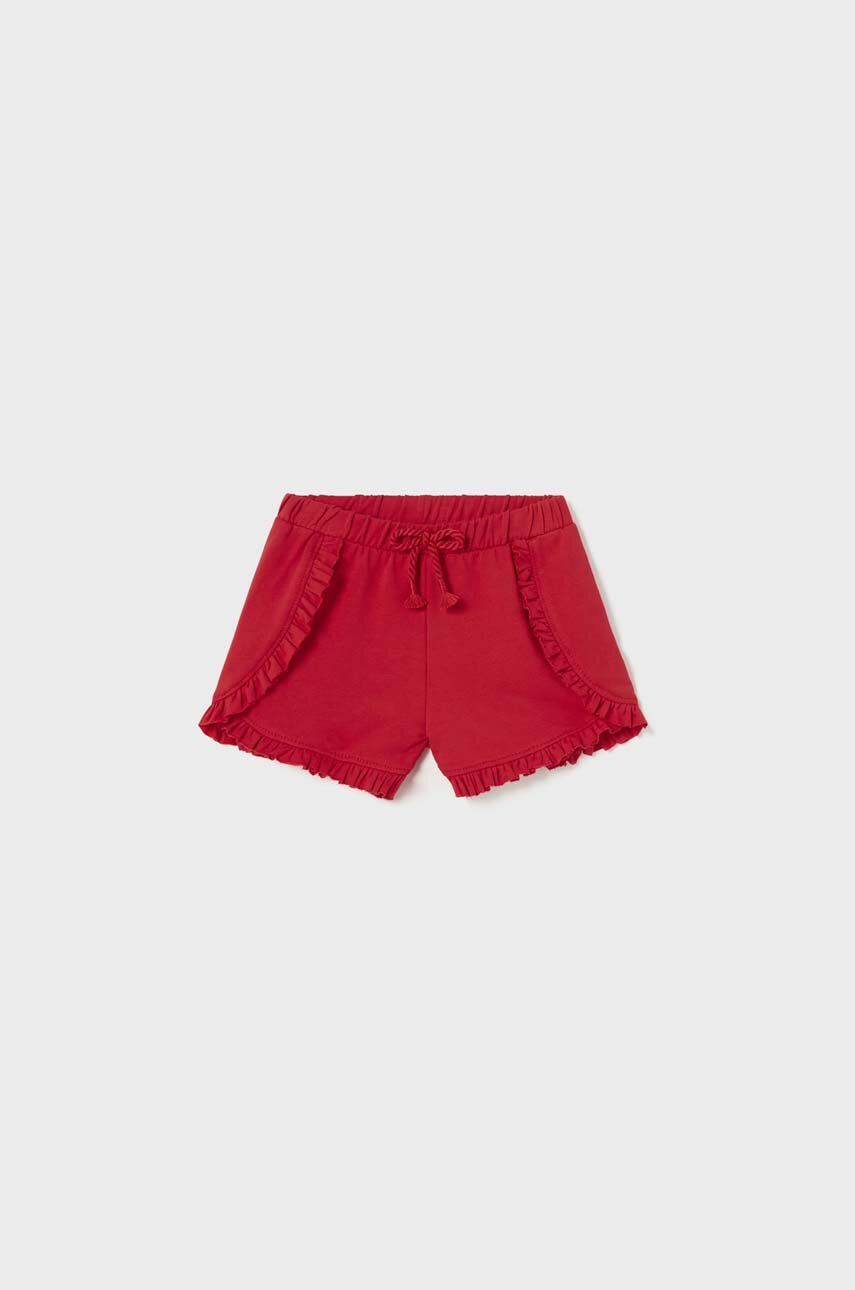 Kojenecké šortky Mayoral červená barva, hladké - červená -  100 % Bavlna