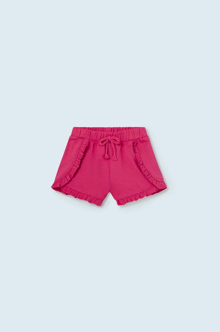 Kojenecké šortky Mayoral růžová barva, hladké - růžová -  100 % Bavlna