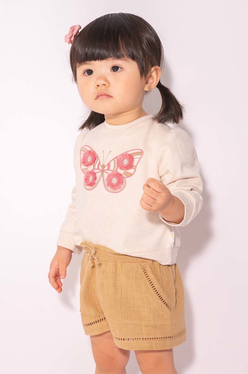 Mayoral pantaloni scurti bebe culoarea bej, neted