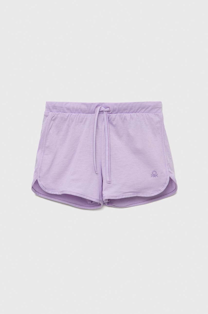 

Детские хлопковые шорты United Colors of Benetton цвет фиолетовый с узором регулируемая талия
