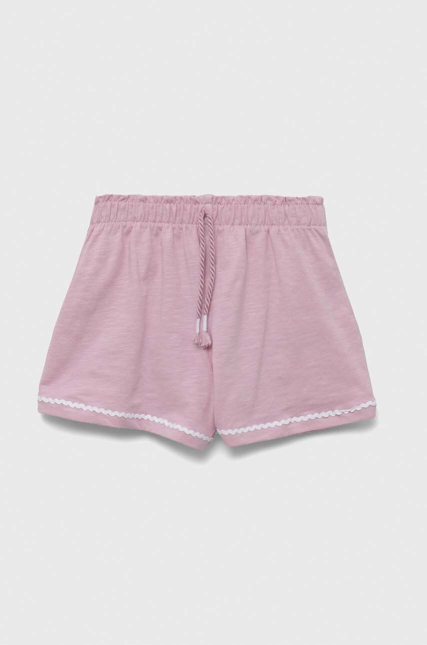Kojenecké šortky United Colors of Benetton růžová barva, hladké - růžová -  95 % Bavlna