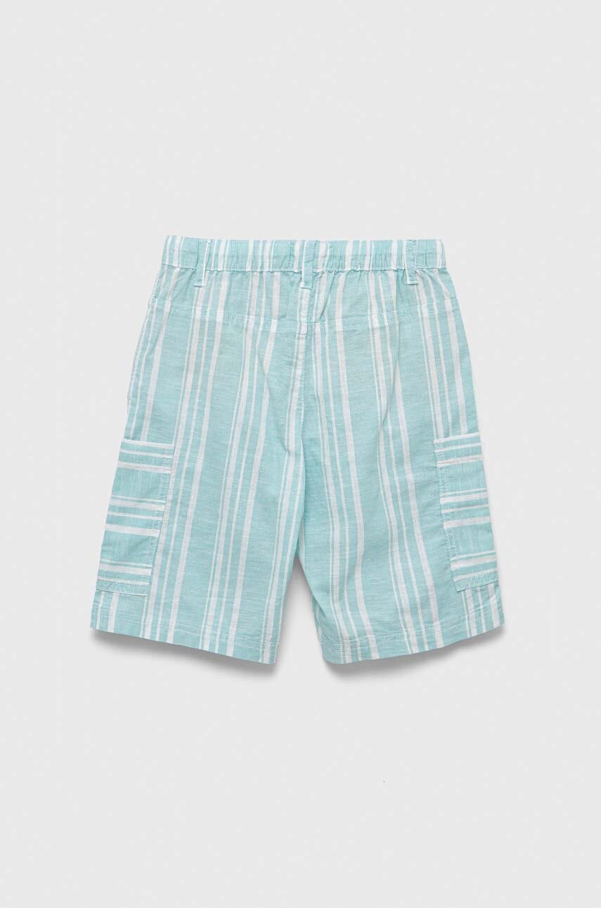 Детские хлопковые шорты United Colors of Benetton цвет бирюзовый с узором регулируемая талия Детские хлопковые шорты United Colors of Benetton цвет бирюзовый с узором регулируемая талия
