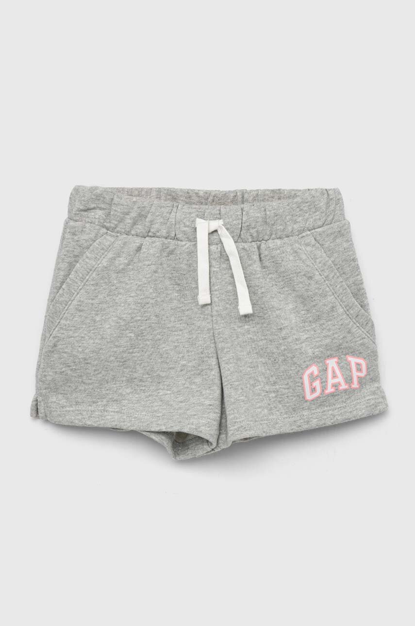 

Детски къси панталони GAP в сиво с принт с регулируема талия, Сив