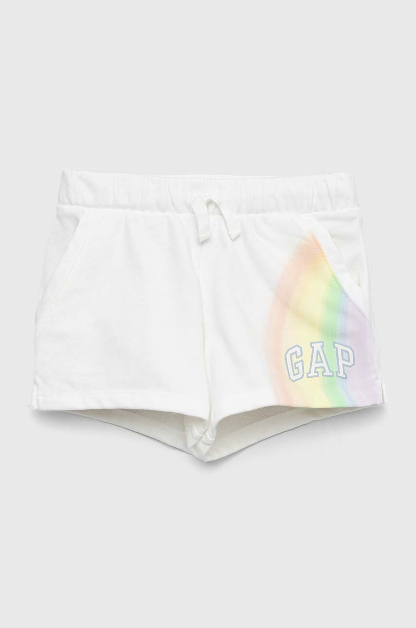 GAP pantaloni scurti copii culoarea alb, cu imprimeu, talie reglabila