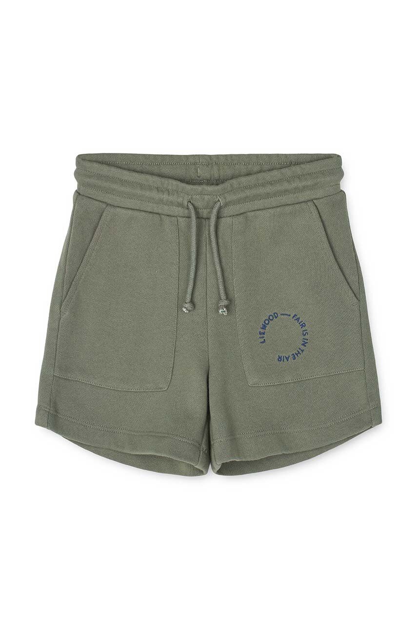 E-shop Dětské bavlněné šortky Liewood zelená barva, hladké