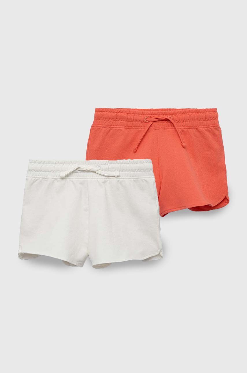 zippy pantaloni scurți din bumbac pentru copii 2-pack culoarea portocaliu, neted, talie reglabila