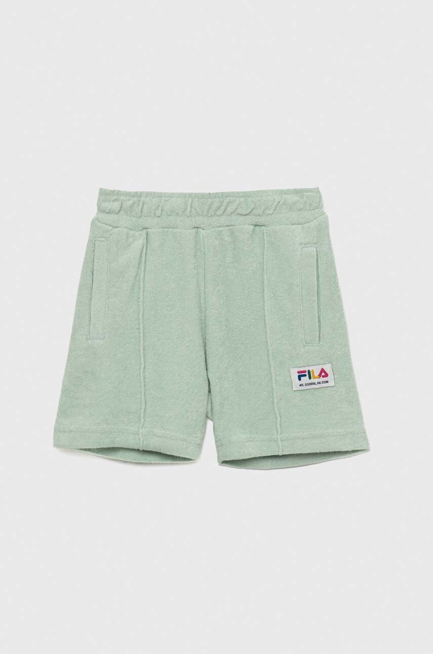 Fila pantaloni scurți din bumbac pentru copii culoarea verde, cu imprimeu, talie reglabila