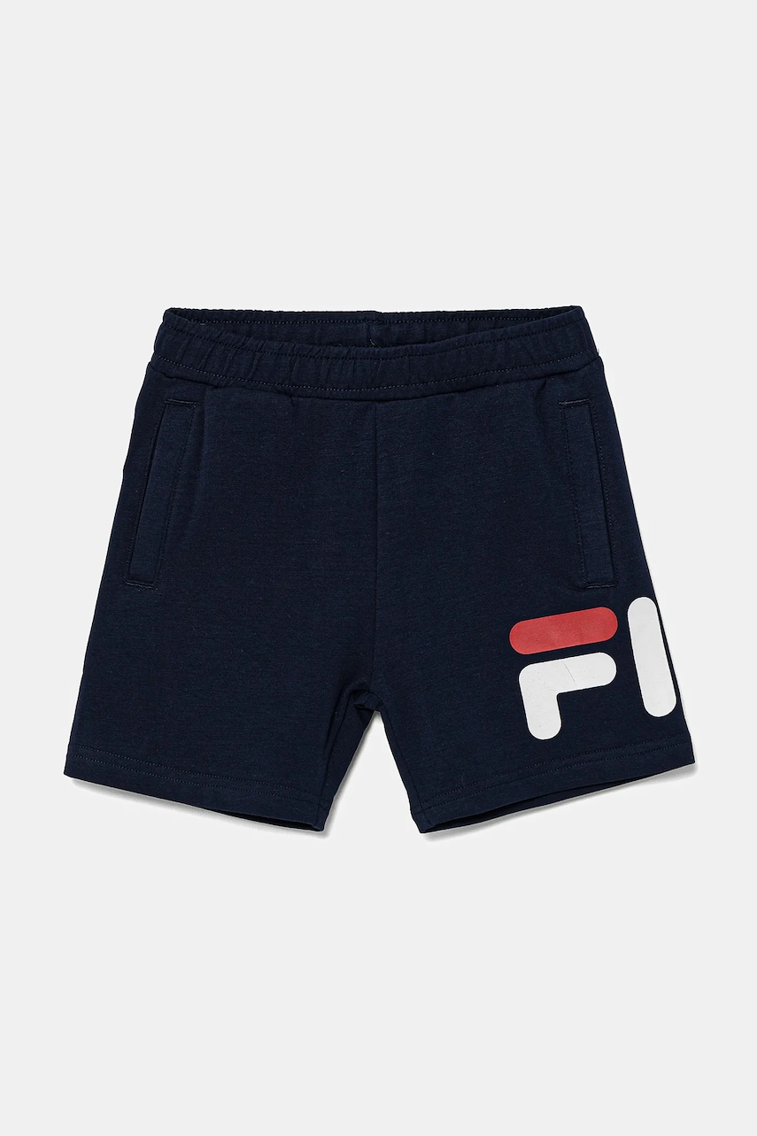 Fila pantaloni scurti copii culoarea albastru marin, cu imprimeu, talie reglabila