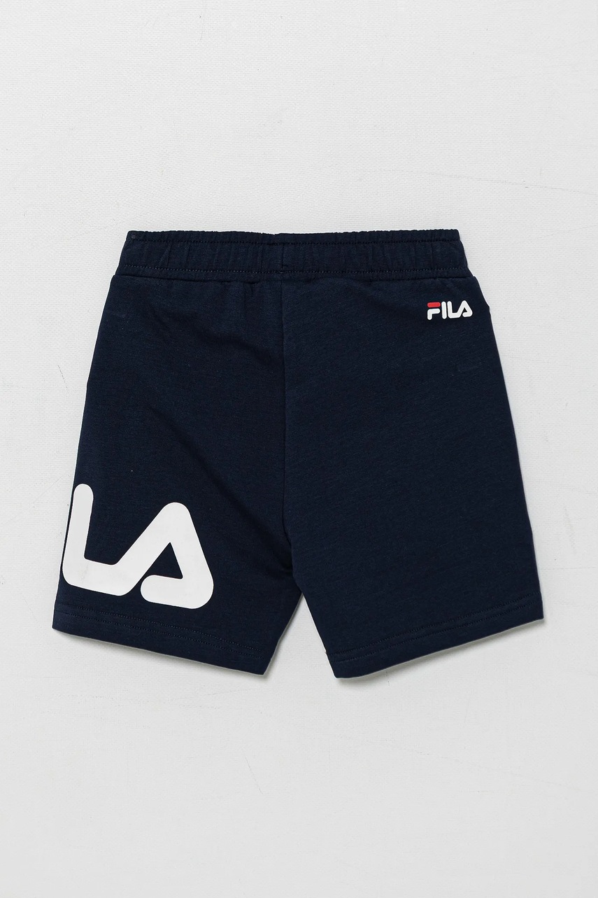 Дитячі шорти Fila колір синій з принтом регульована талія