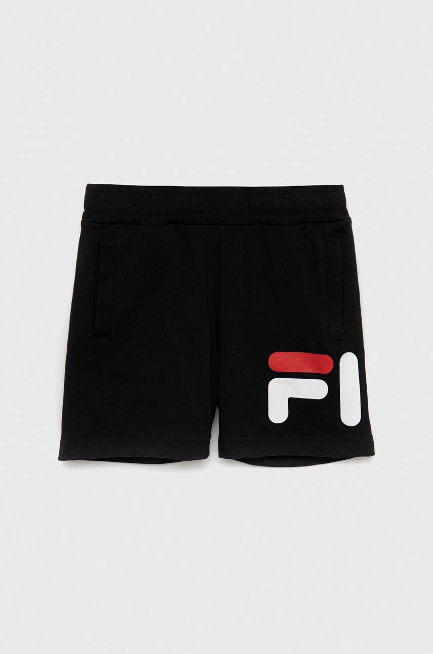 Fila pantaloni scurti copii culoarea negru, cu imprimeu, talie reglabila