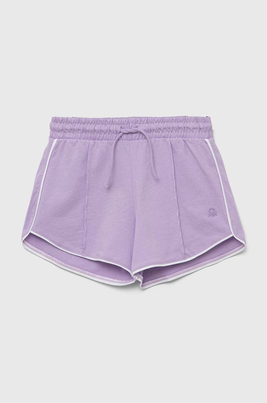 

Детские хлопковые шорты United Colors of Benetton цвет фиолетовый однотонные