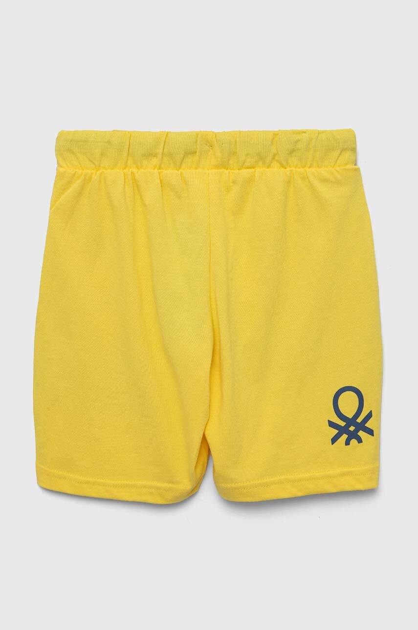 

Детские хлопковые шорты United Colors of Benetton цвет жёлтый однотонные регулируемая талия