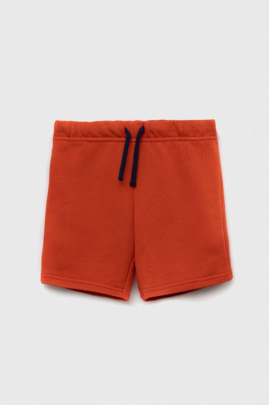 Bavlněné šortky United Colors of Benetton oranžová barva, hladké, nastavitelný pas - oranžová - 