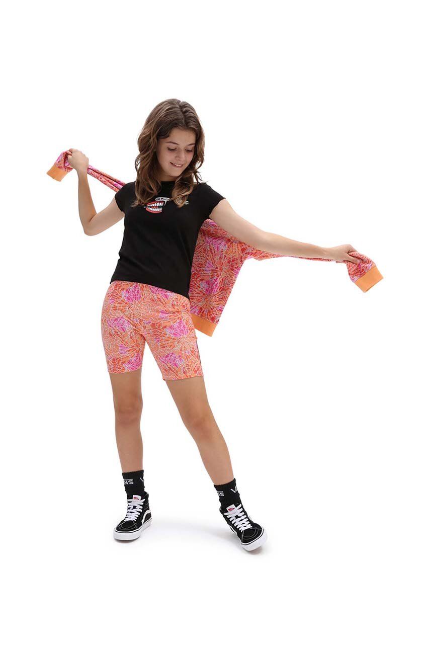Vans pantaloni scurti copii ROSE CAMO PRINT LEGGING CYCLAMEN culoarea portocaliu, modelator