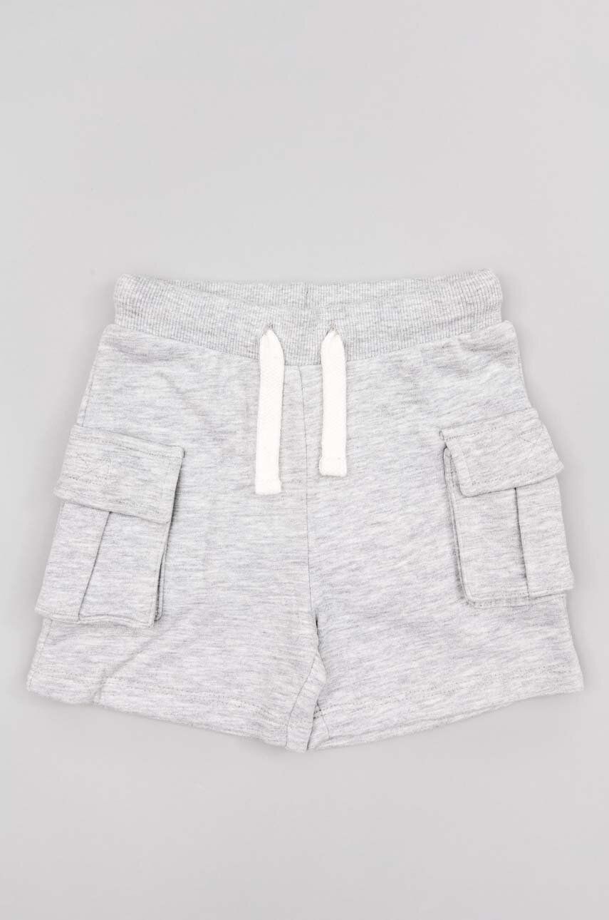 E-shop Kojenecké šortky zippy šedá barva, melanžové, nastavitelný pas
