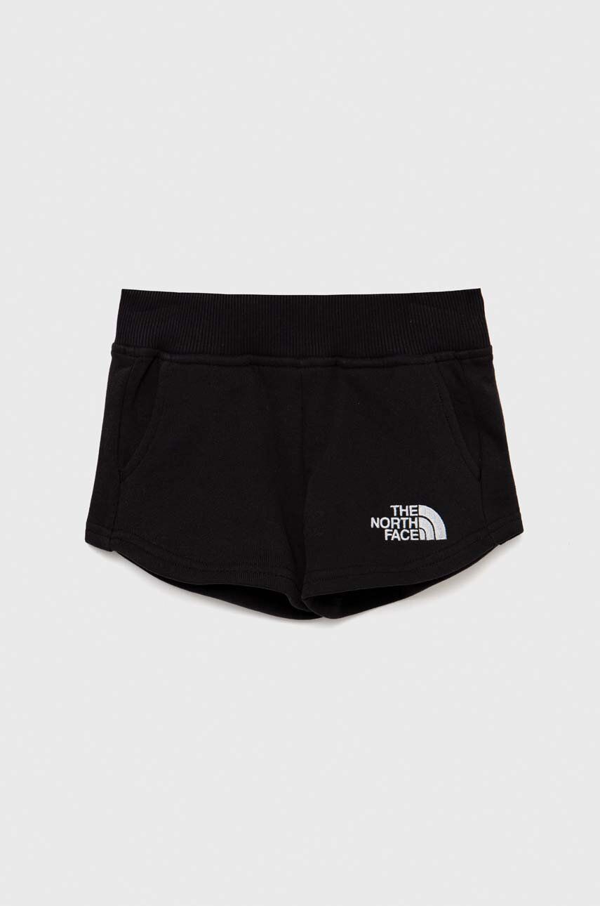 The North Face pantaloni scurți din bumbac pentru copii culoarea negru, cu imprimeu