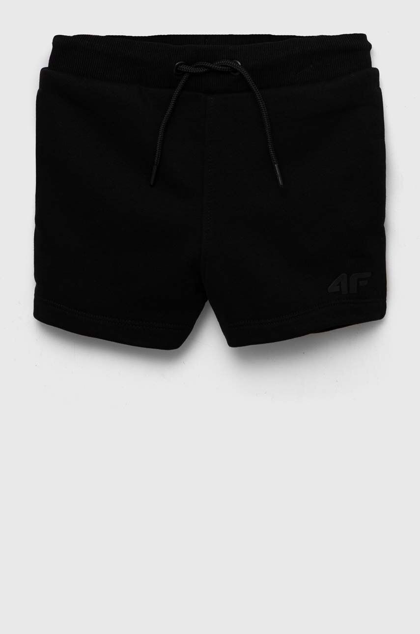 4F pantaloni scurti copii culoarea negru, neted