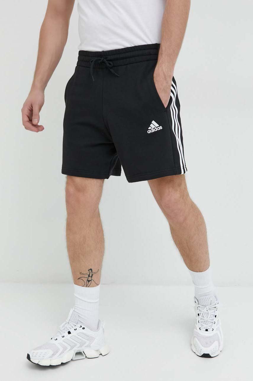 Levně Bavlněné šortky adidas pánské, černá barva, IC9435