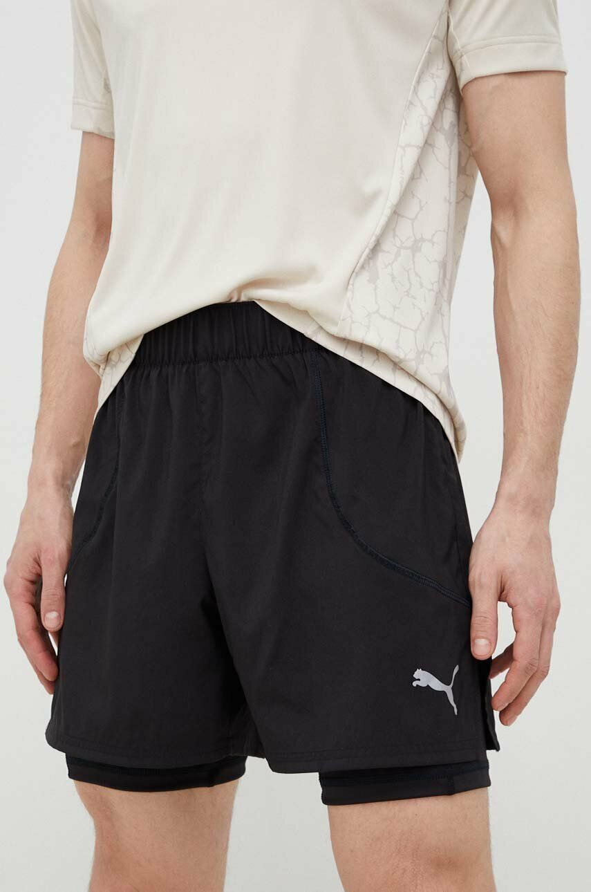 Běžecké šortky Puma černá barva - černá -  Materiál č. 1: 100 % Polyester Materiál č. 2: 8