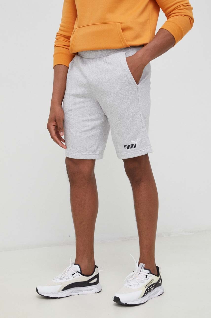 Puma pantaloni scurți bărbați, culoarea gri, melanj 676629