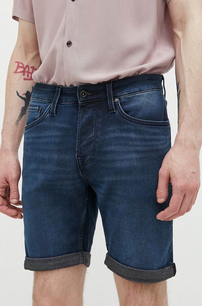 Jack & Jones pantaloni scurti jeans JJIRICK barbati, culoarea albastru marin, 12223678