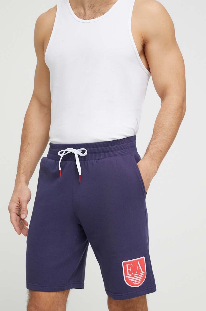Emporio armani underwear pantaloni scurți din bumbac lounge culoarea albastru marin