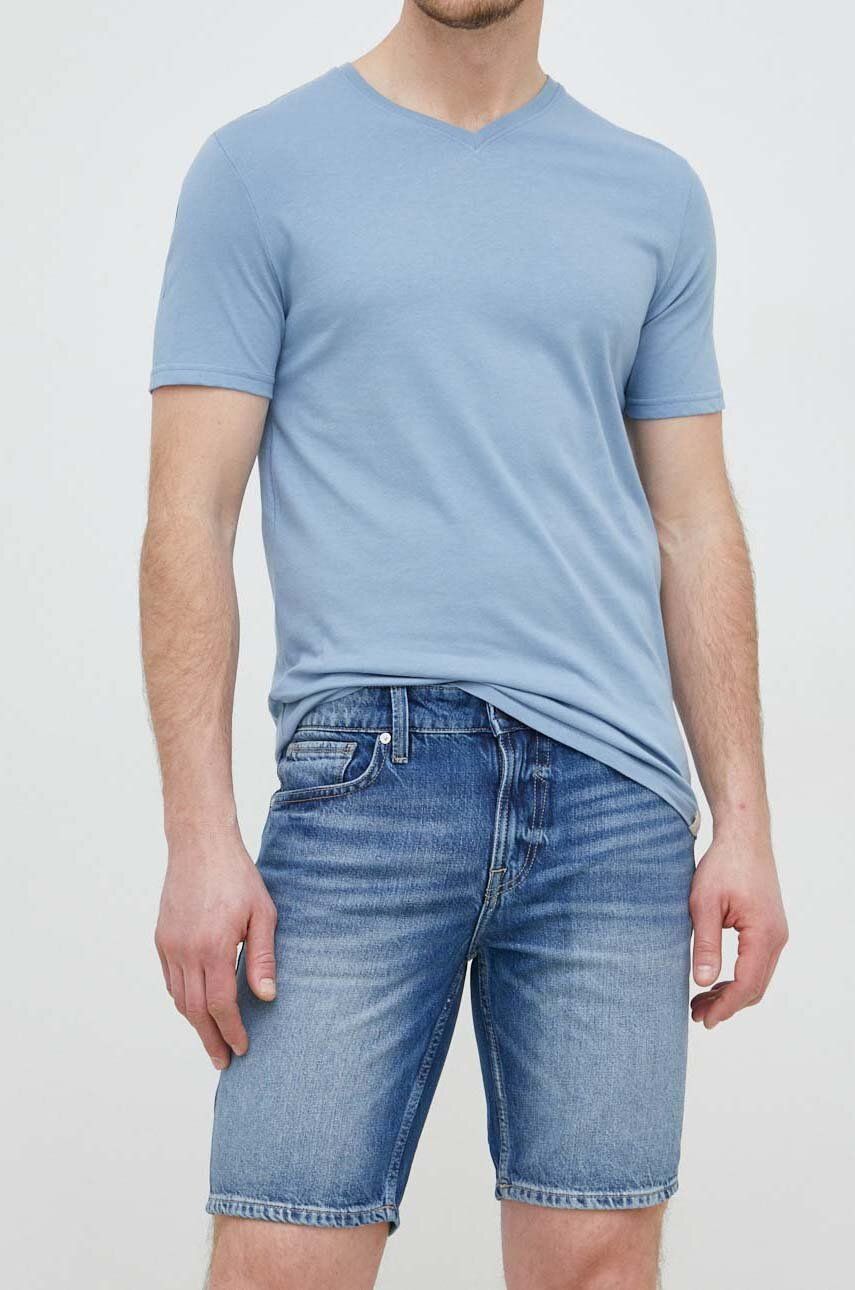 Džínové šortky Guess pánské - modrá -  Hlavní materiál: 61 % Bavlna