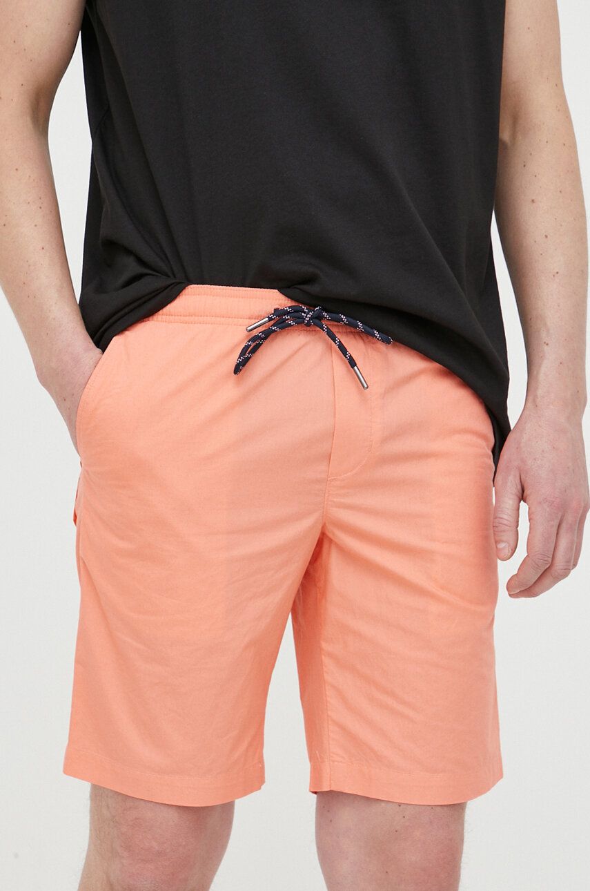 Levně Bavlněné šortky Tommy Hilfiger oranžová barva