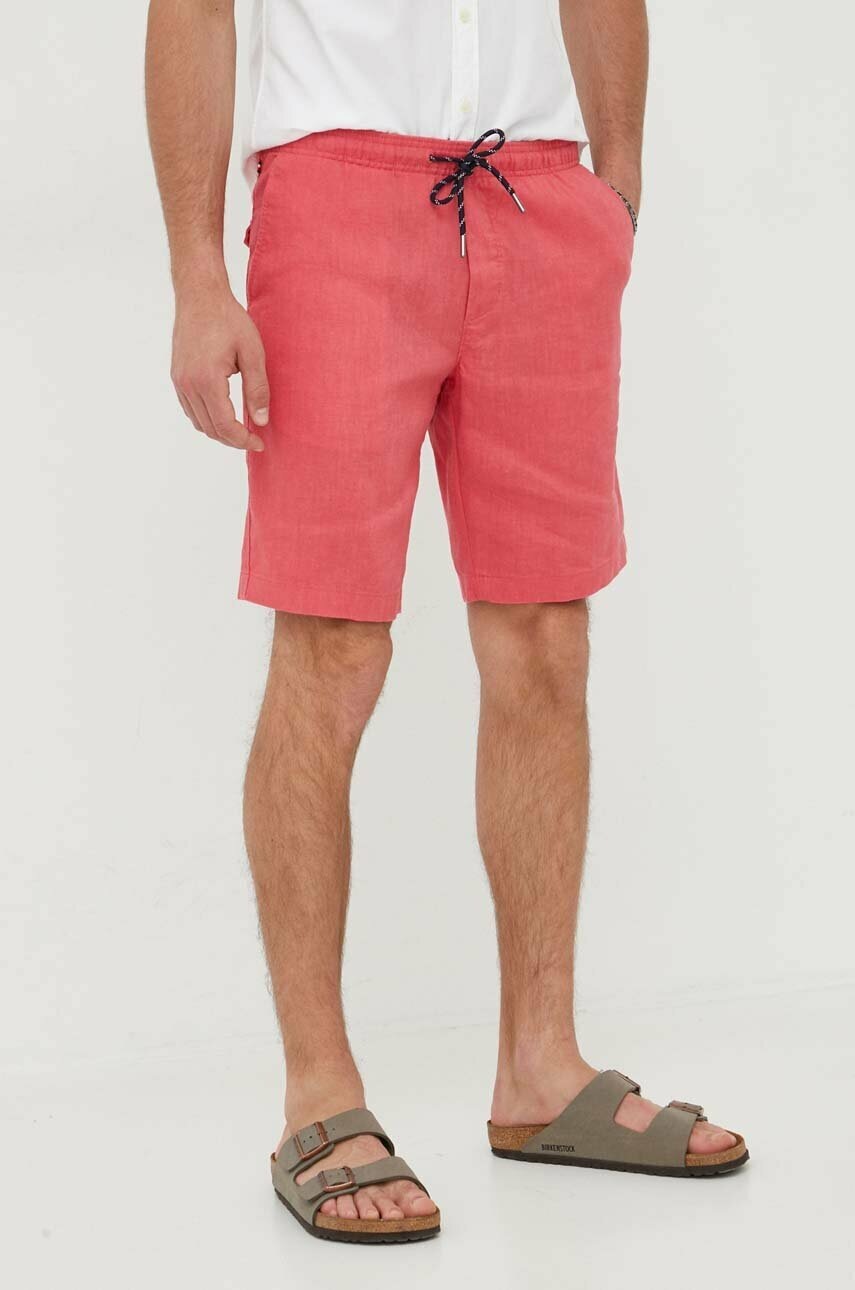

Лляні шорти Tommy Hilfiger колір помаранчевий