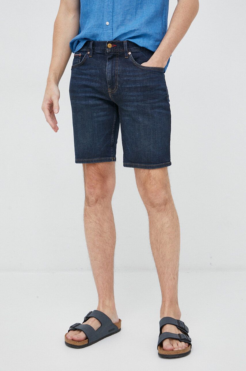 Džínové šortky Tommy Hilfiger pánské, tmavomodrá barva - námořnická modř -  93 % Bavlna
