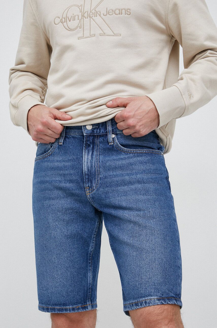 Džínové šortky Calvin Klein Jeans pánské - modrá -  100 % Bavlna