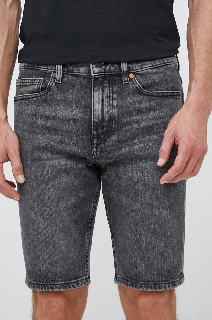 BOSS pantaloni scurti jeans BOSS ORANGE barbati, culoarea gri answear.ro imagine noua