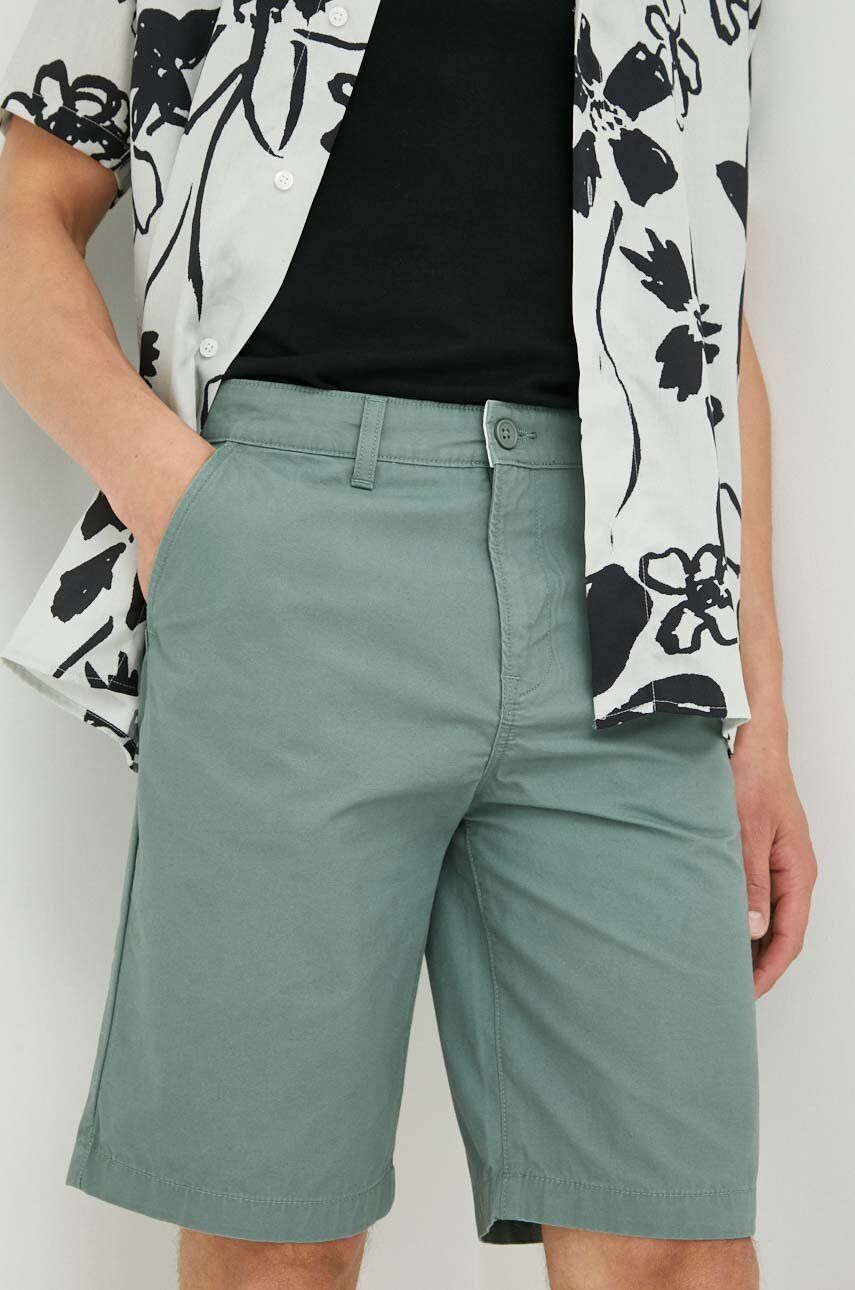 Bavlněné šortky Lee zelená barva - zelená -  100 % Bavlna