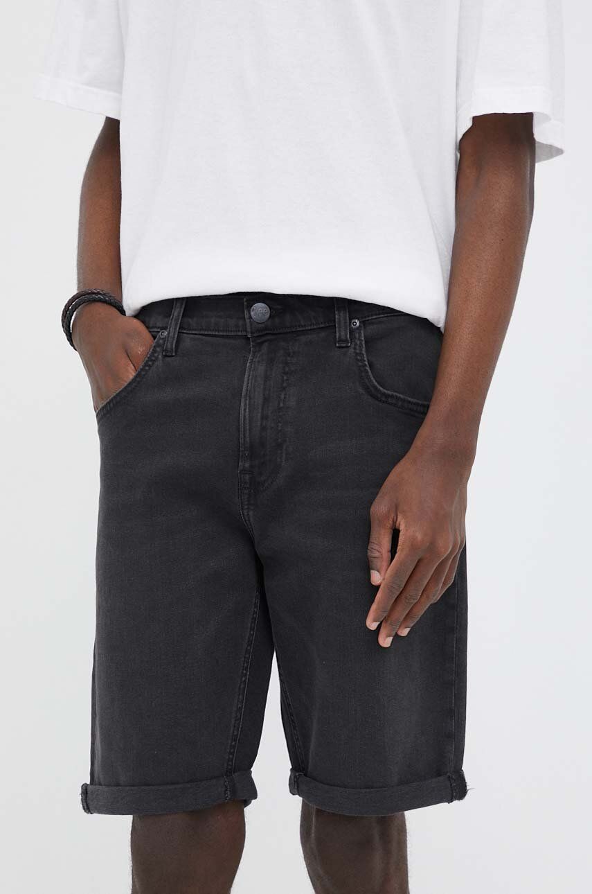Lee pantaloni scurti jeans barbati, culoarea negru