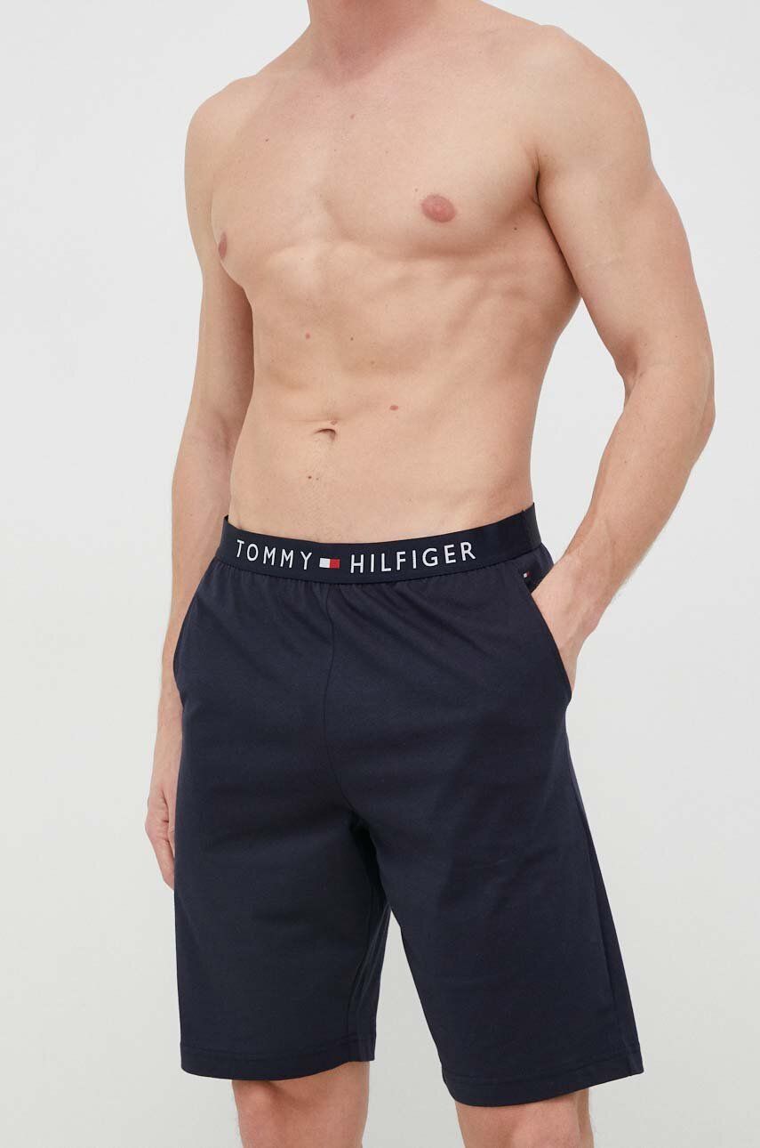Levně Bavlněné pyžamové šortky Tommy Hilfiger tmavomodrá barva