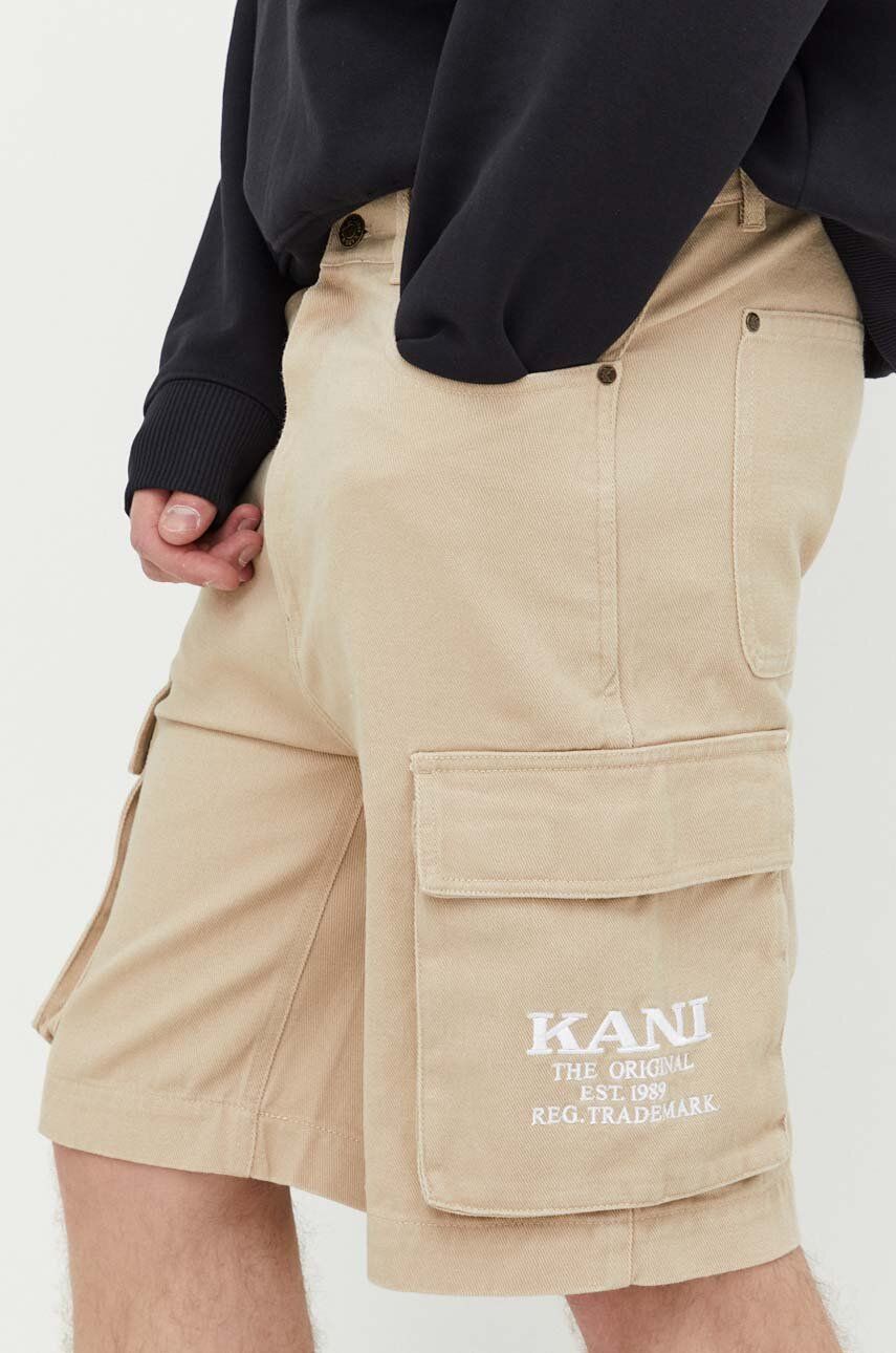 Levně Bavlněné šortky Karl Kani béžová barva
