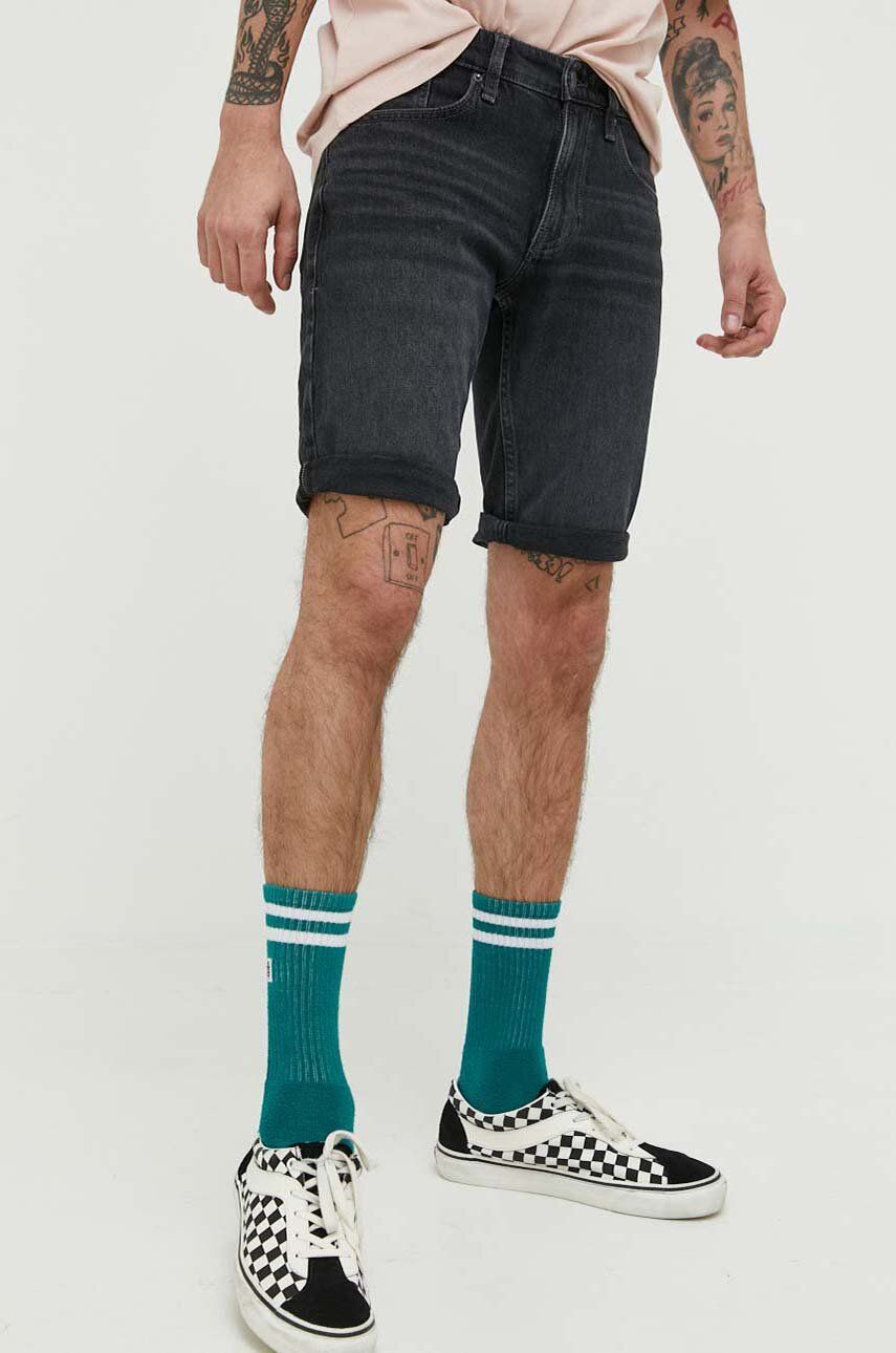 Džínové šortky Tommy Jeans pánské, černá barva - černá -  99 % Bavlna