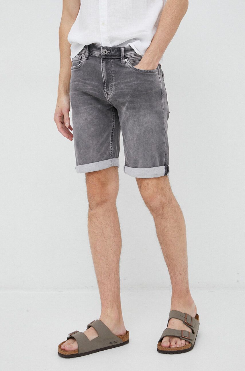 Džínové šortky Pepe Jeans Jack pánské, šedá barva - šedá -  72 % Bavlna