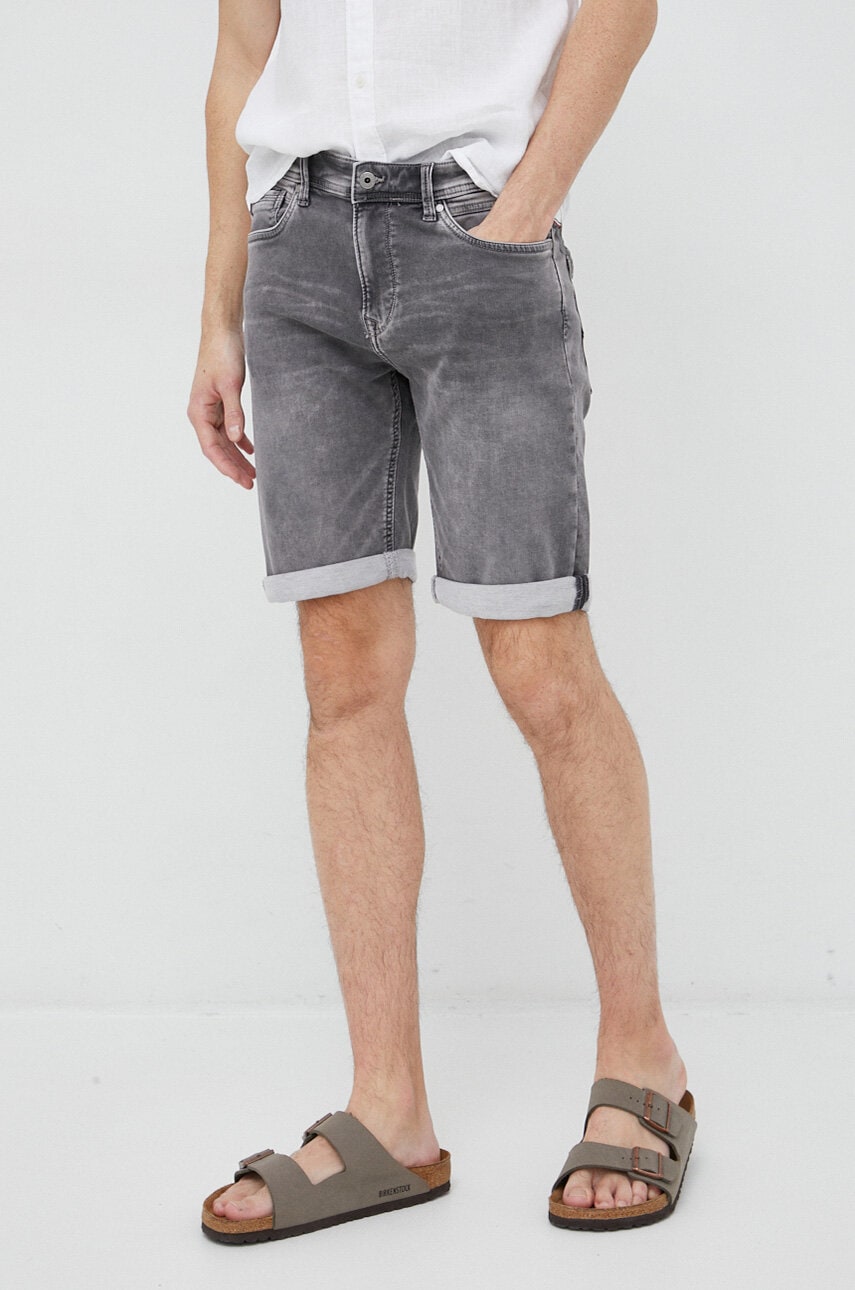 Pepe Jeans Pantaloni Scurti Jeans Jack Barbati, Culoarea Gri