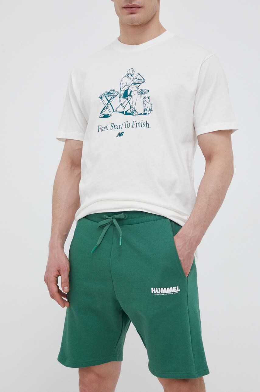Hummel pantaloni scurti din bumbac culoarea verde