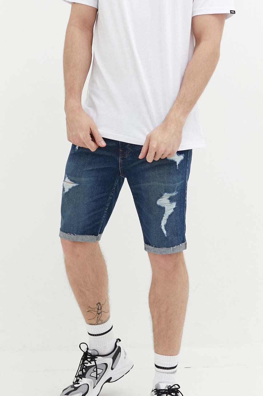 Levně Džínové šortky Hollister Co. pánské, tmavomodrá barva